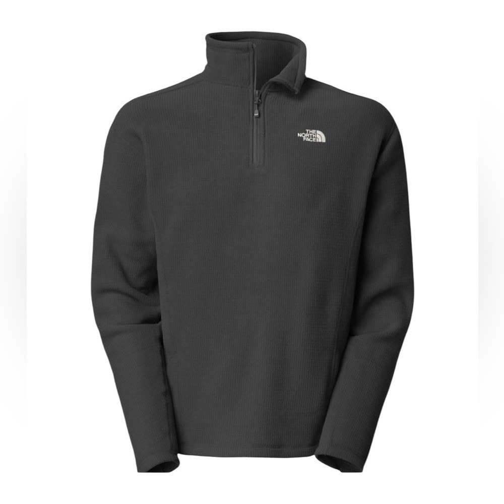 North Face Textured Gridded Fleece 1/4 Zip Pullover Sweatshirt Size Small Hiking